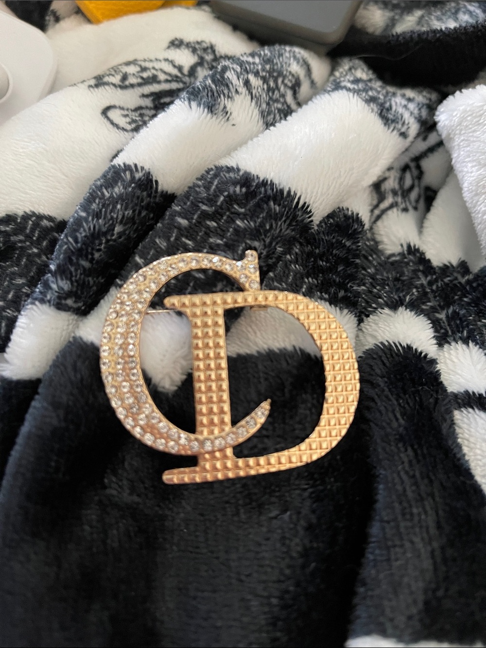 Gold Crystal Monogram Brooch - Women's Jewelry CD